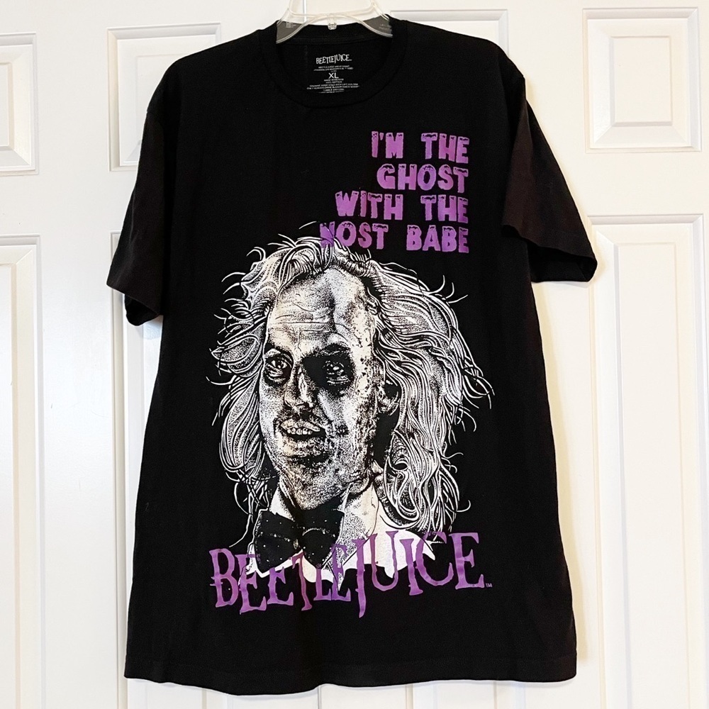 Beetlejuice "I'm the Ghost with the Most" black & purple short sleeve t-shirt XL